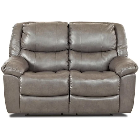 Casual Bonded Leather Reclining Loveseat with Pillow Arms